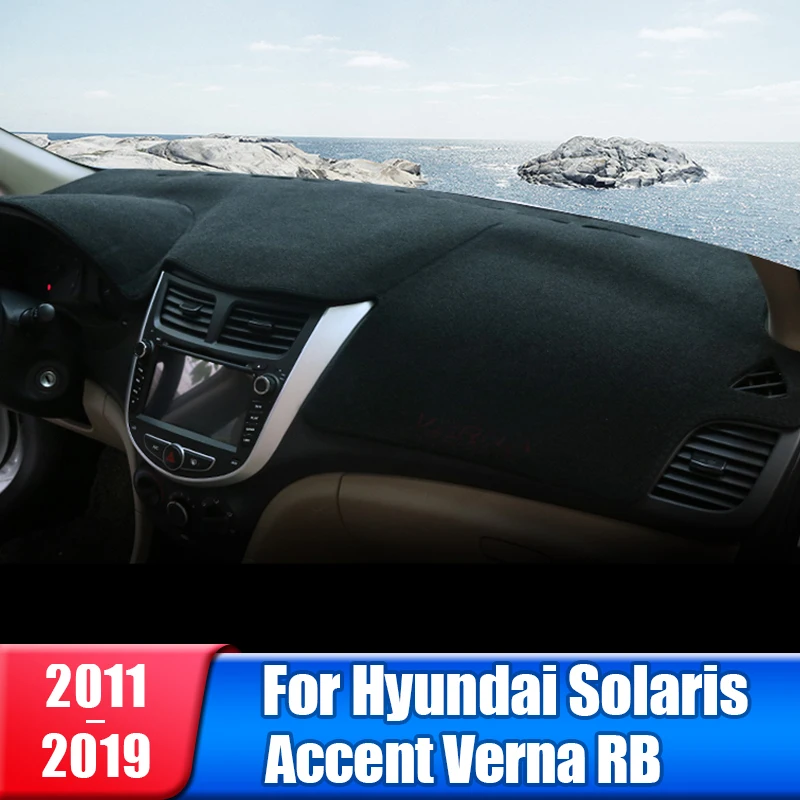 Deska rozdzielcza samochodu osłona przeciwsłoneczna mata dla Hyundai Solaris Accent Verna RB 2011 2012 2013 2014 2015 2016 2017 2018 2019 akcesoria