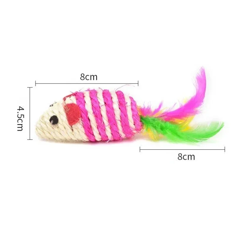 Pet Cat Toy Lovely Stripe Nylon Rope Mouse Toy with Bell Pet Cat Chew Toy Cat Sisal striped mouse