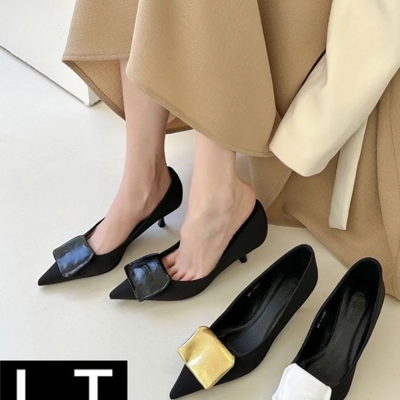 New Style Popular Women's Flats Shoes Fashion Black Pointed Bow Business Shoes Comfortable Commuting Women's Shoes Zapatos Mujer