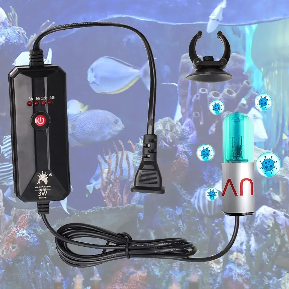 Mini Aquarium Ultraviolet Lamp Algae Removal Home Amphibious Aquarium Water Clean Lamp For Fish Tanks Aquariums Pools Ponds