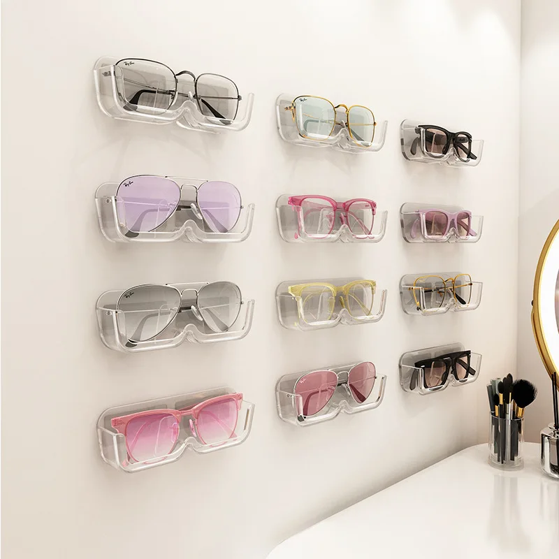 Wall-Mounted Glasses Holder Eyewear Sunglasses Display Rack Shelving Adhesive Floating Accessories For Phone, Eyeglasses