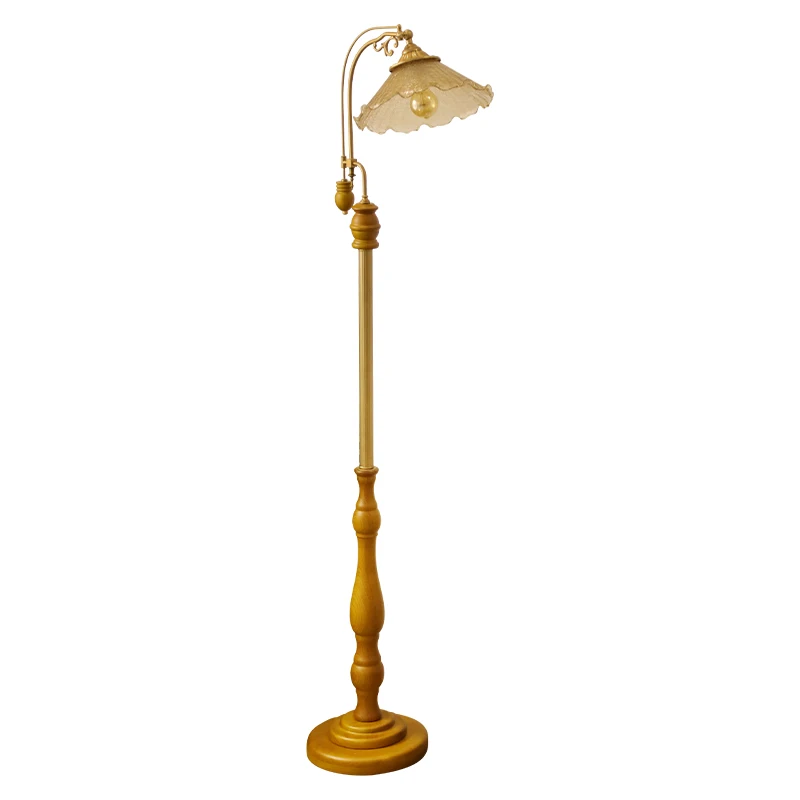 

Study Living Room Bedroom Japanese, Golden Light Luxury Homestay Art Solid Wood French Retro Floor Lamp