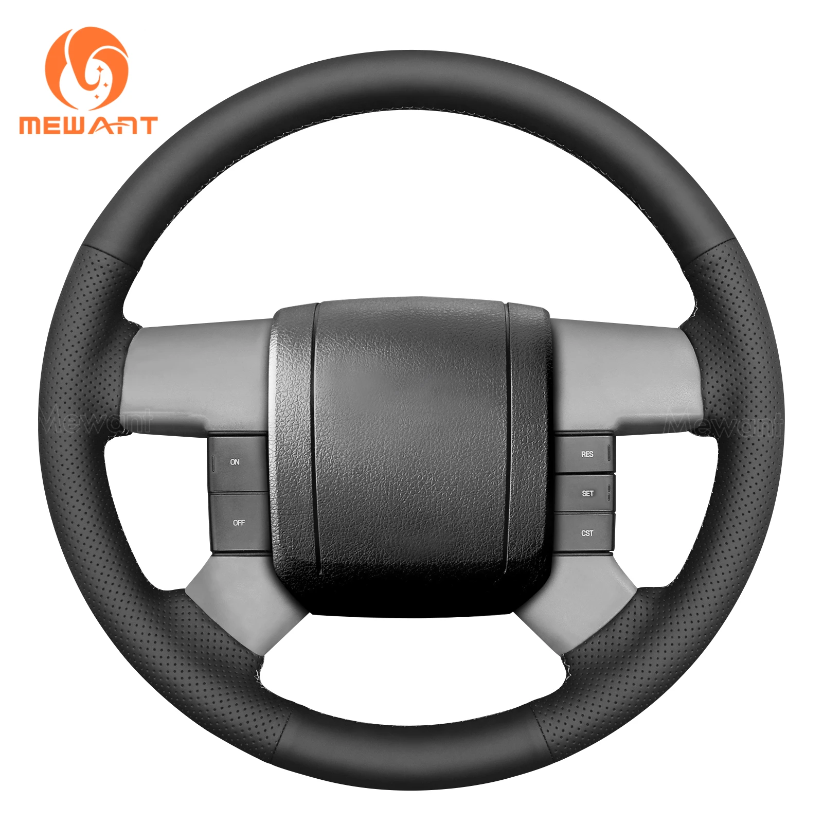 Mewant Black Genuine Leather Car Steering Wheel Cover for Ford F150 F250 F350 2004-2008