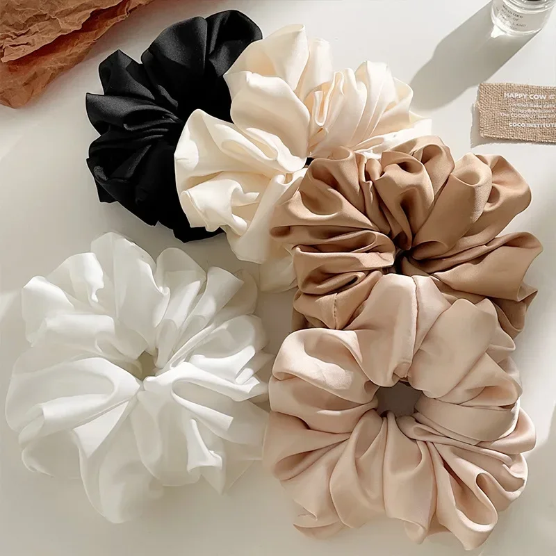 

1pc Extra Large Faux Silk Fluffy, High Elasticity, Soft & Silky, Luxury Casual Comfortable Fashion Scrunchie For Women