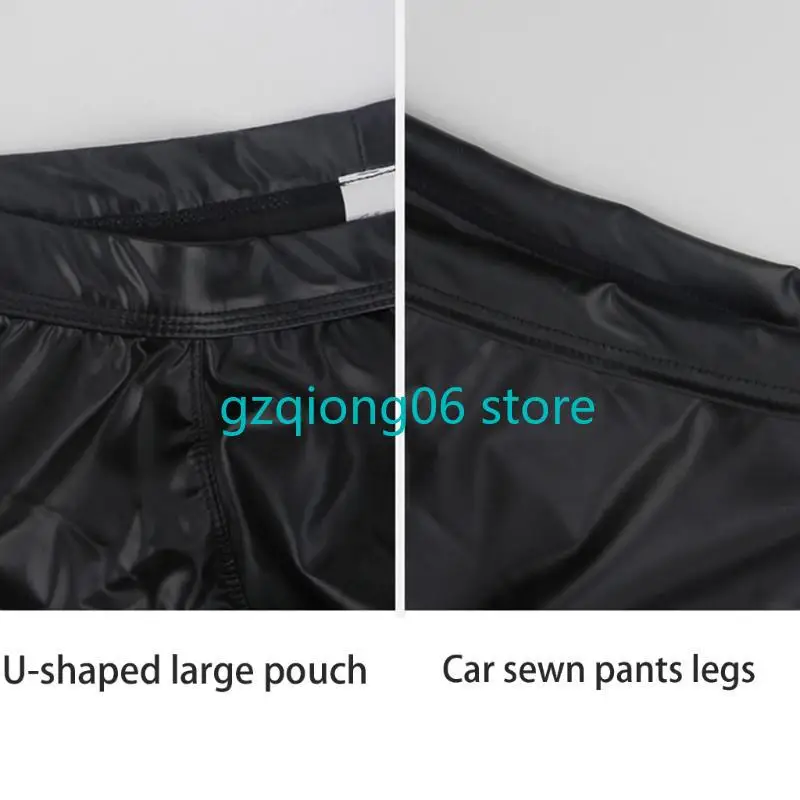 

K3NF Men's Cut Out Back Underpants Faux Leather Bulge Black Briefs Trunk Shorts Pant Lingerie Underwear Clubwear