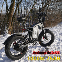 GUNAI Electric Bicycle 1000W Motor 20 Inch Off-Road Fat Tire 7 Speed with 48V 25Ah Removable Battery Men's Mountain Snow Ebike