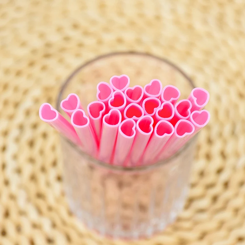 10Pcs Pink Red Heart Shape Mouth Disposable Straw Bachelorette Party Drinking Straw  Wedding Birthday Party Tableware Supplies