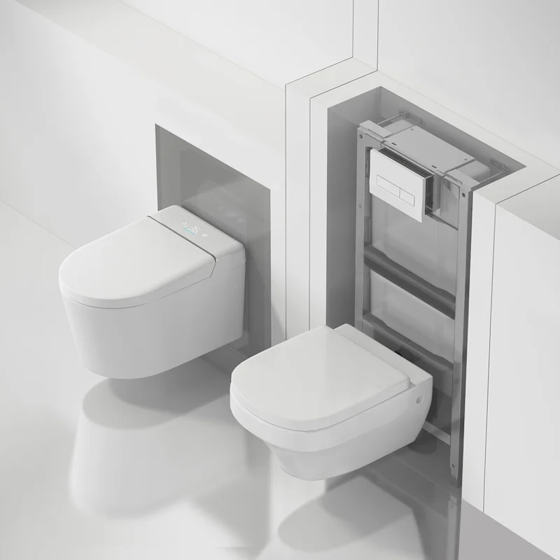 

Современный унитаз с автоматическим смывом по датчику движения, настенный, интеллектуальный, интегрированный, керамический