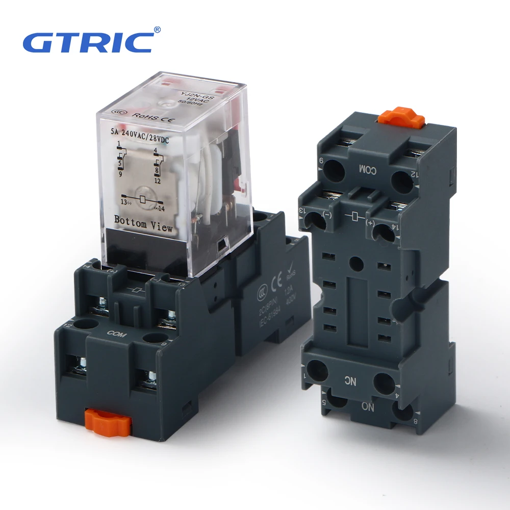 GTRIC Small Intermediate Relay 8pin Coil DPDT LY2NJ HH52P HH62P 12V 24V 220V 380V AC/DC 5A 10A Mini Electromagnetic Relay Switch