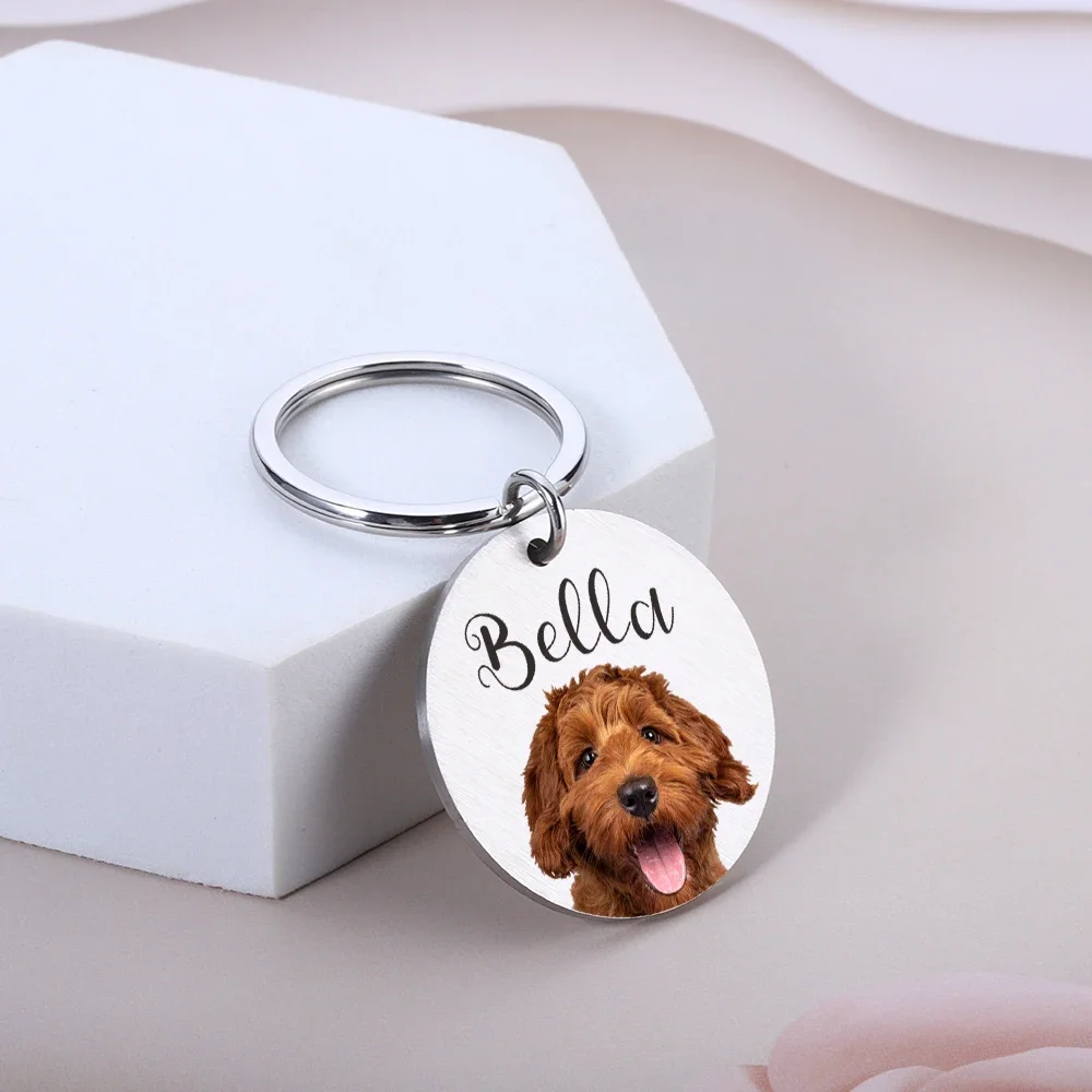 Custom Pet Image Pet ID Tag Personalized Photo Pet Tag Dog Cat Name Number Anti-lost ID Collar for Puppy Kitten Accessories