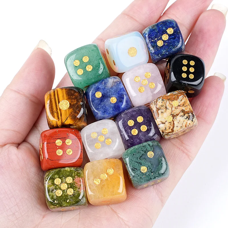 6 قطعة 1.5 سنتيمتر الحجر الطبيعي جمشت النرد العقيق عين النمر حجر الجسيمات تخمين عدد النقاط هدية جيدة جديدة بالجملة