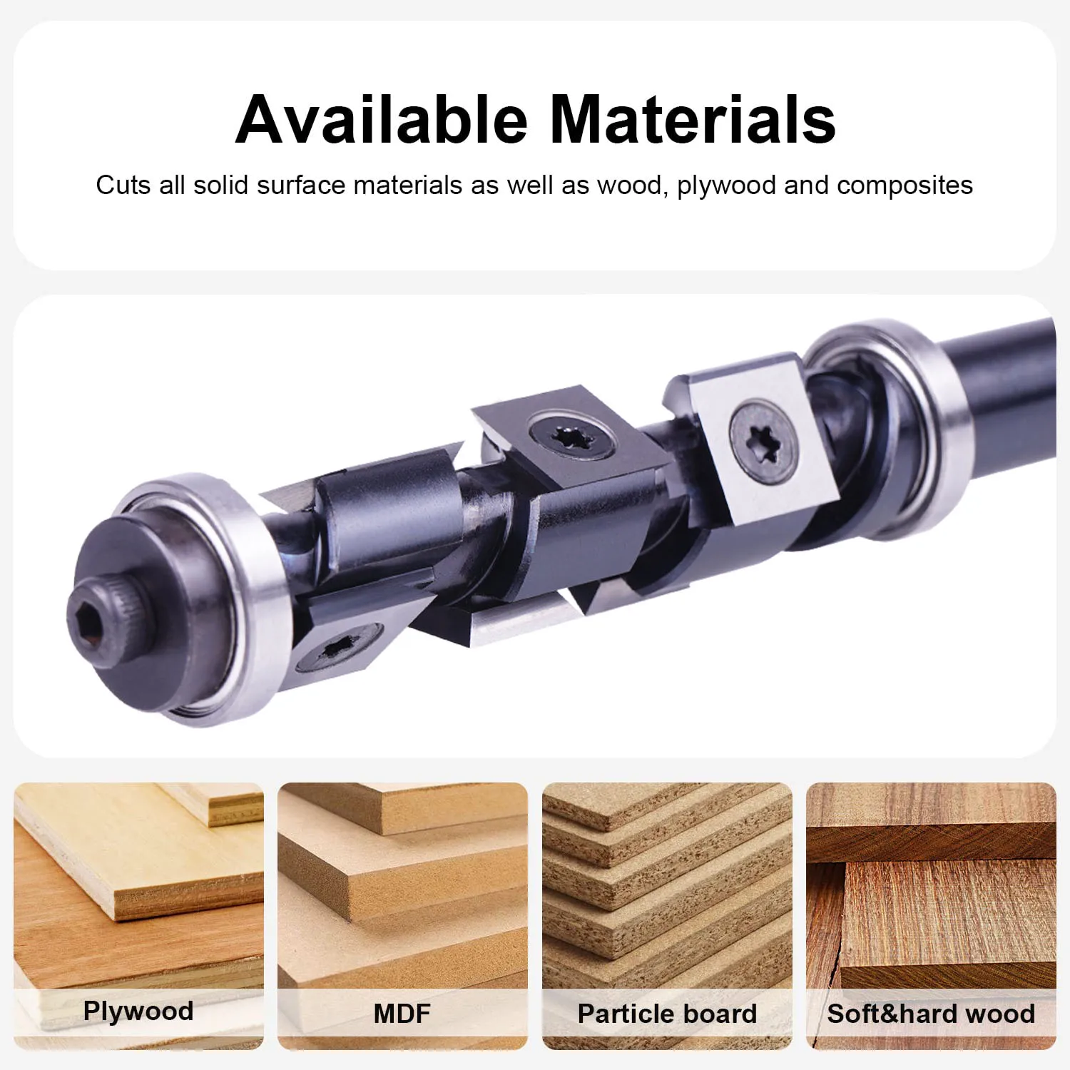 Imagem -06 - Dreanique-carbide Insert Flush Trim com Rolamentos Superior e Inferior 19 mm Dia x Shank Router Bit para Carpintaria Corte 1pc