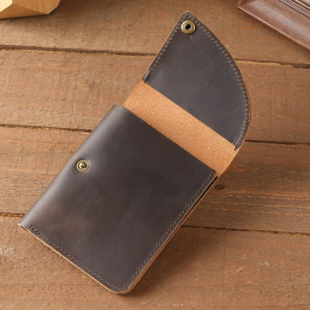 100% Leather Credit Card Holder for Men & Women – Slim Minimalist Bifold Front Pocket Wallet Small Layered Business Cards Case