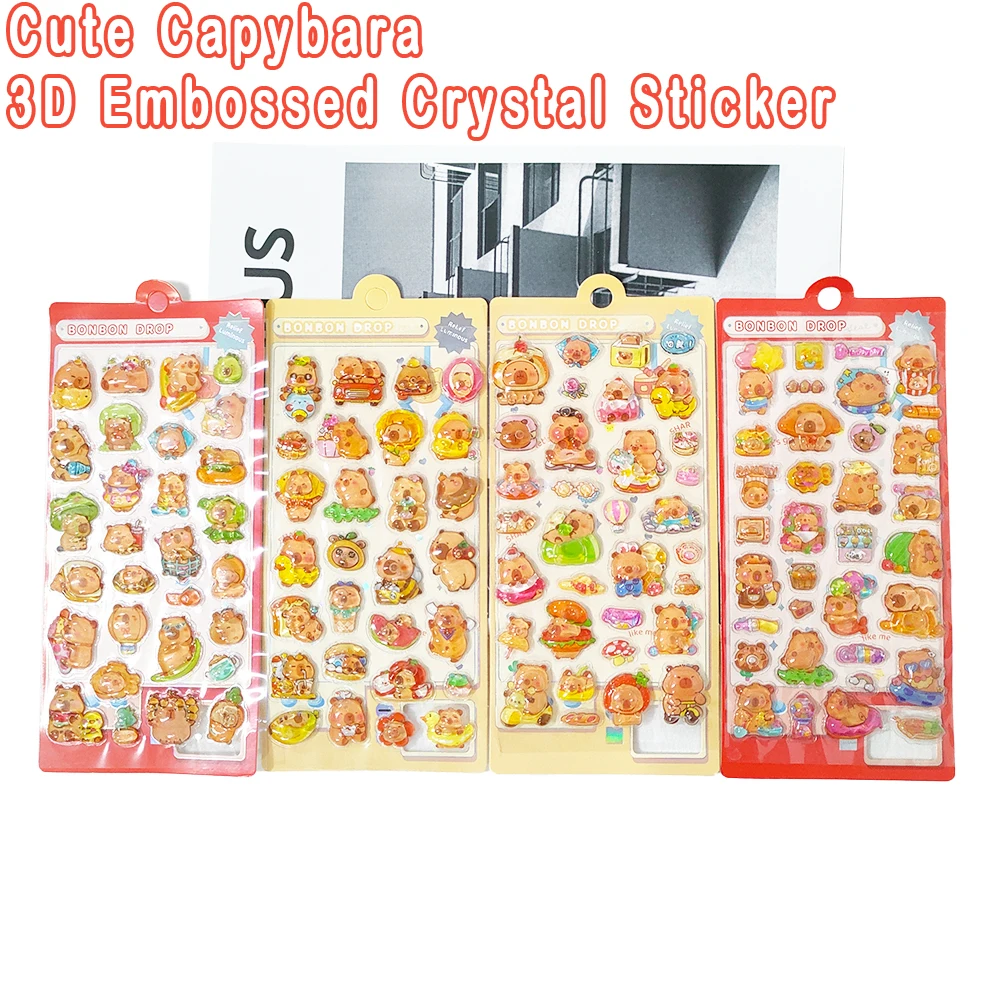 

Cute 3D Capybara Relief Crystal Stickers Cartoon DIY Decoration Phone Case Notebook Diary Stationery Stickers Children's Toys