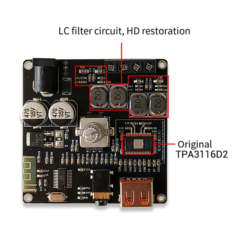 With Short Circuit Protection ZK-F502H 5.1 50W 2.0Channel Amplifier Board  For Sound Box