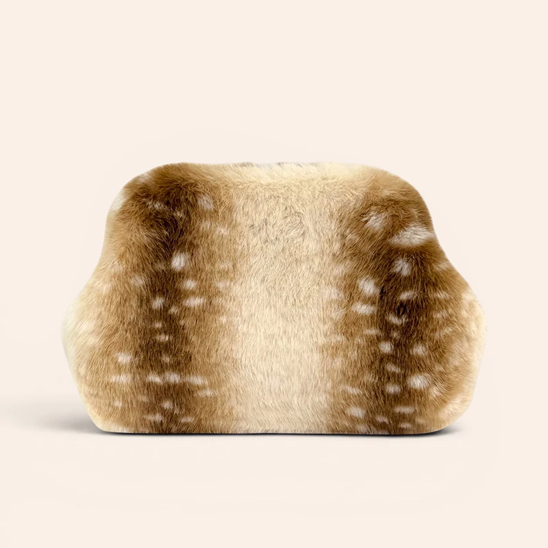 Autumn Winter Plush Cloud Clutch Multi-color Personalized Animal Pattern Grab Button Dinner Bag Retro Party Decoration Handbag