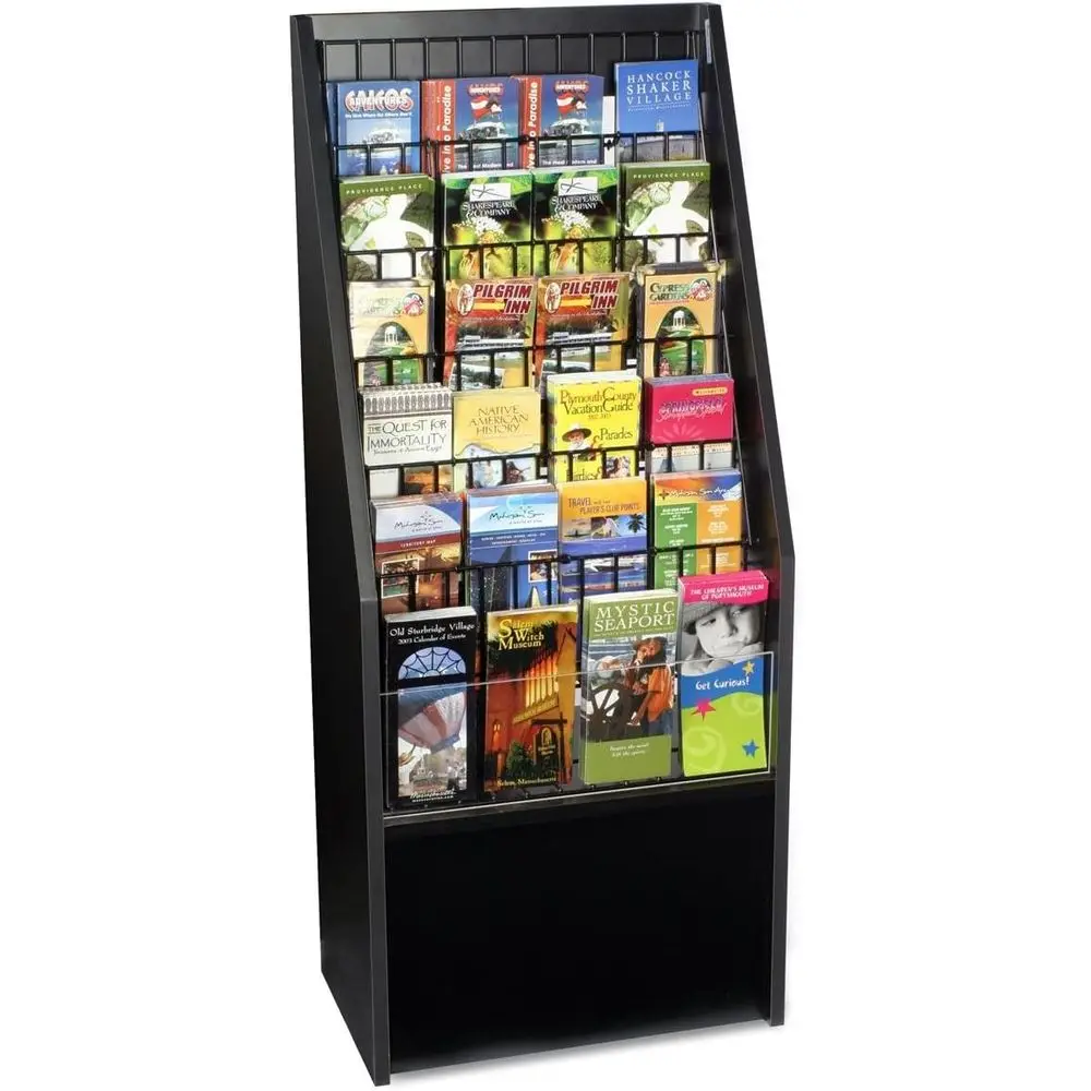 

Literature Rack Stand, 12 or 24 Pocket Pamphlet Holder, Black