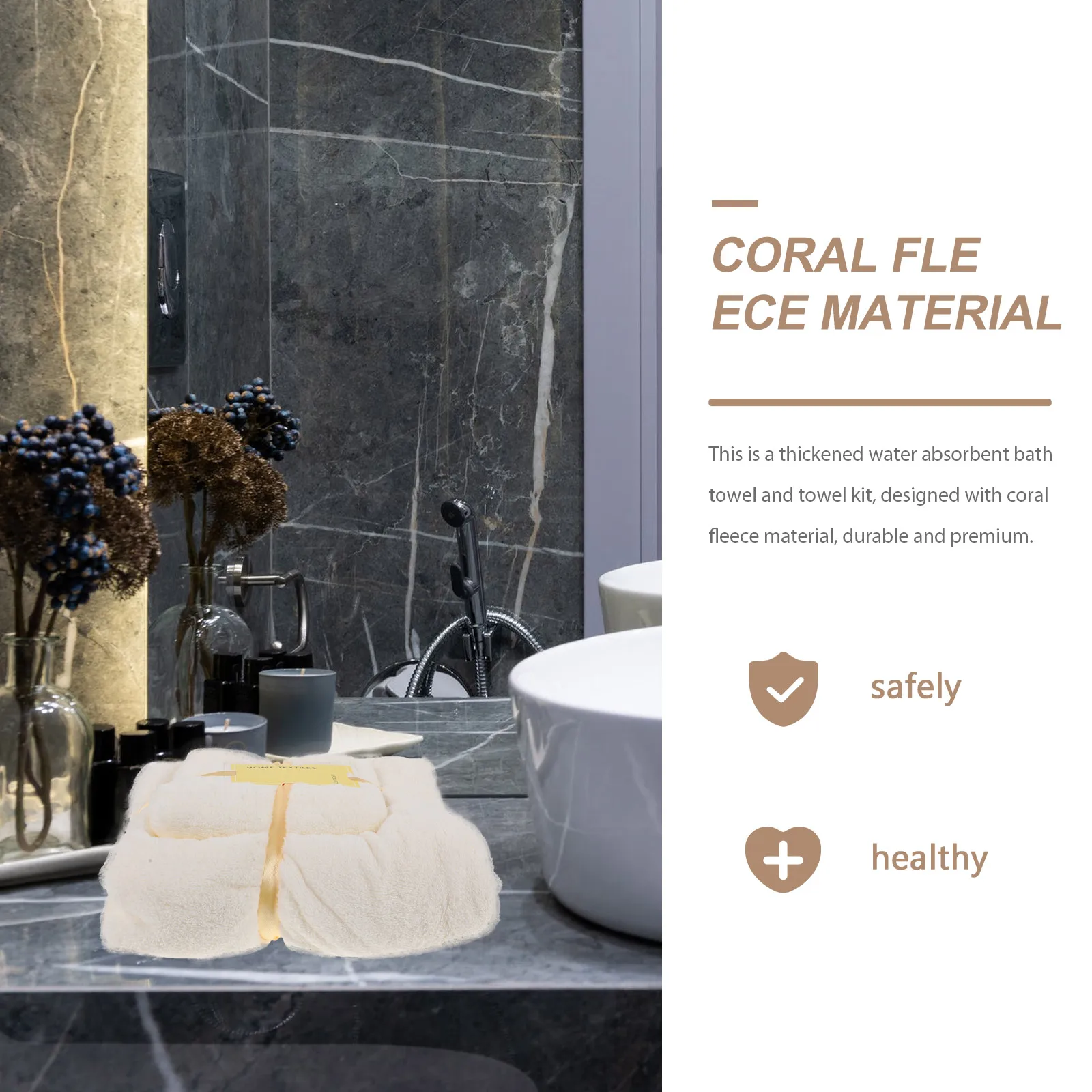 

1set 1Set Household Coral Fleece Bath Thicken Water Absorbent Quick Drying Warm Shower Towel For Bathroom Home Beach
