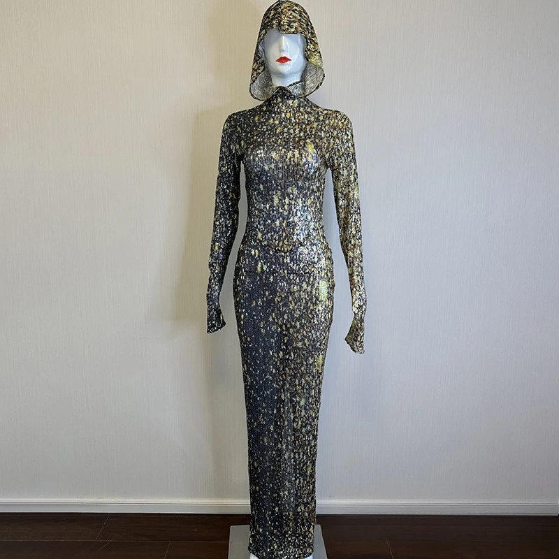 Robe à capuche pour femmes, protection solaire, respirante, mode fête, personnalité, acrobatie, Troupe, chanson, robes de soirée, automne