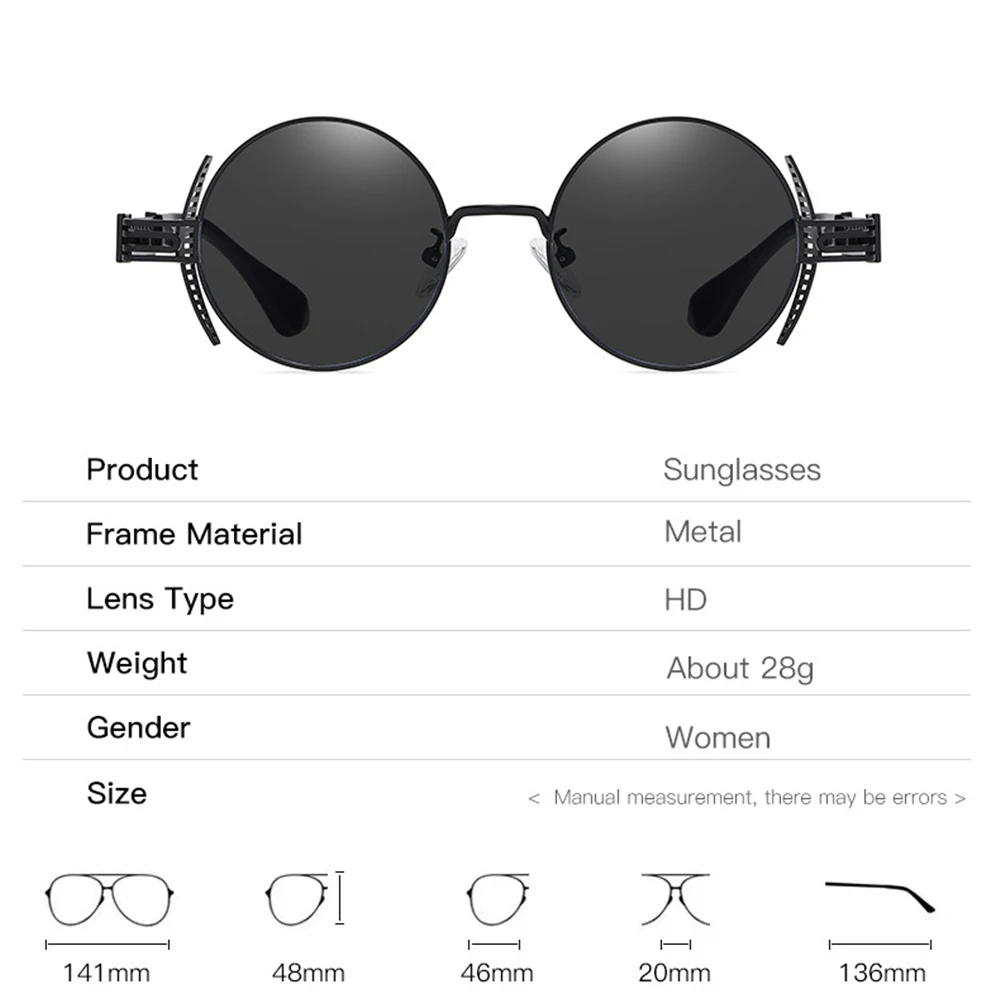 Okulary przeciwsłoneczne VIVIBEE w stylu steampunk dla mężczyzn, retro damskie metalowe akcesoria, gotyckie okulary przeciwsłoneczne UV400, lustrzane okulary punkowe, luksusowe gogle. — zdjęcie 6