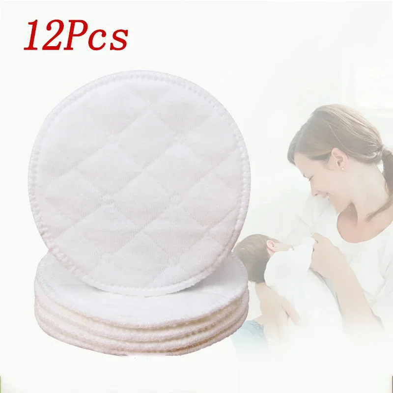 12pcs/set Reusable Nursing Breast Pads Washable Soft Absorbent Baby Breastfeeding Waterproof Breast Pads for Pregnant Women