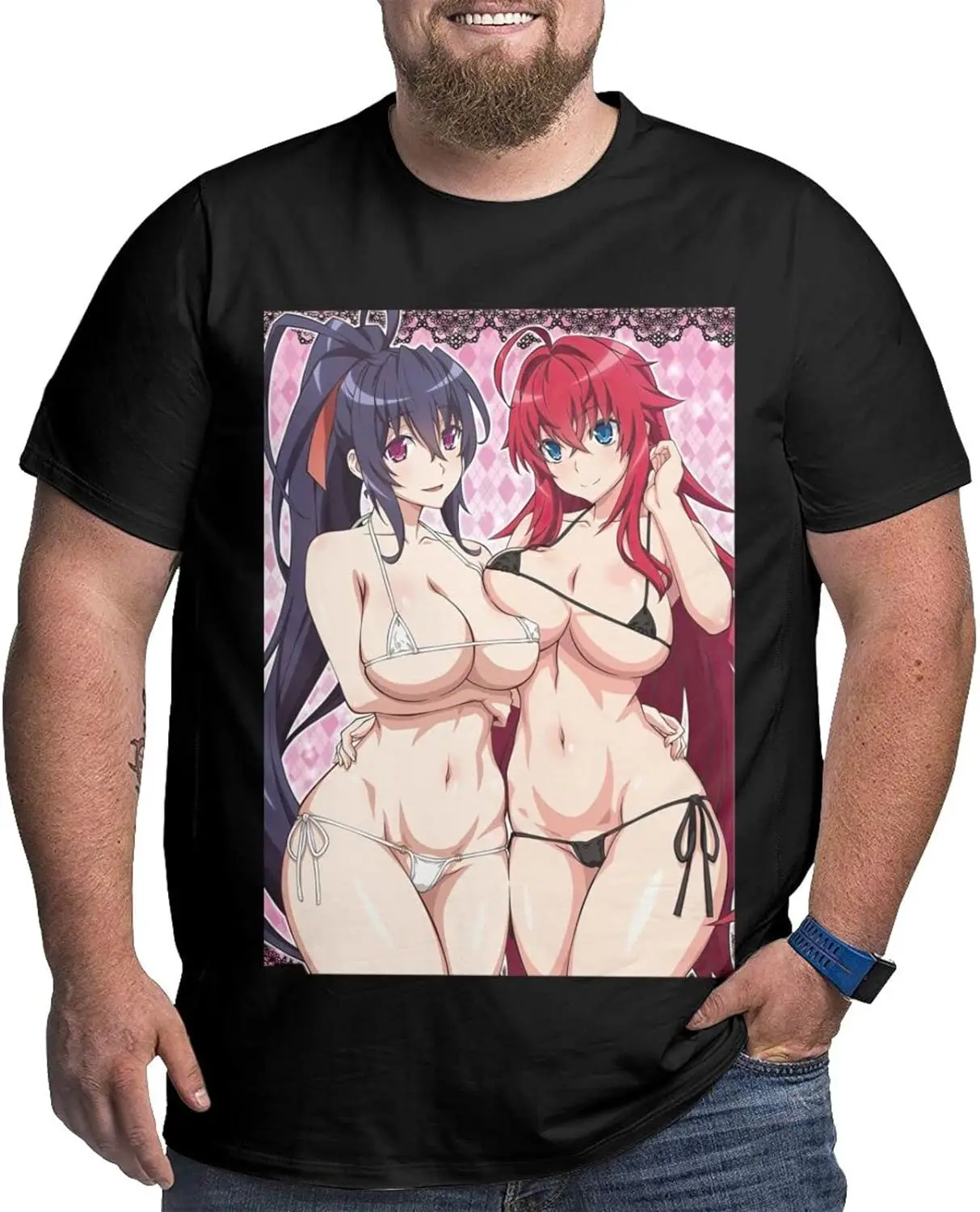 Manga High School DxD Rias Akeno Shirt Cotton Crew Neck Fashion Big Size Tops for Man Black