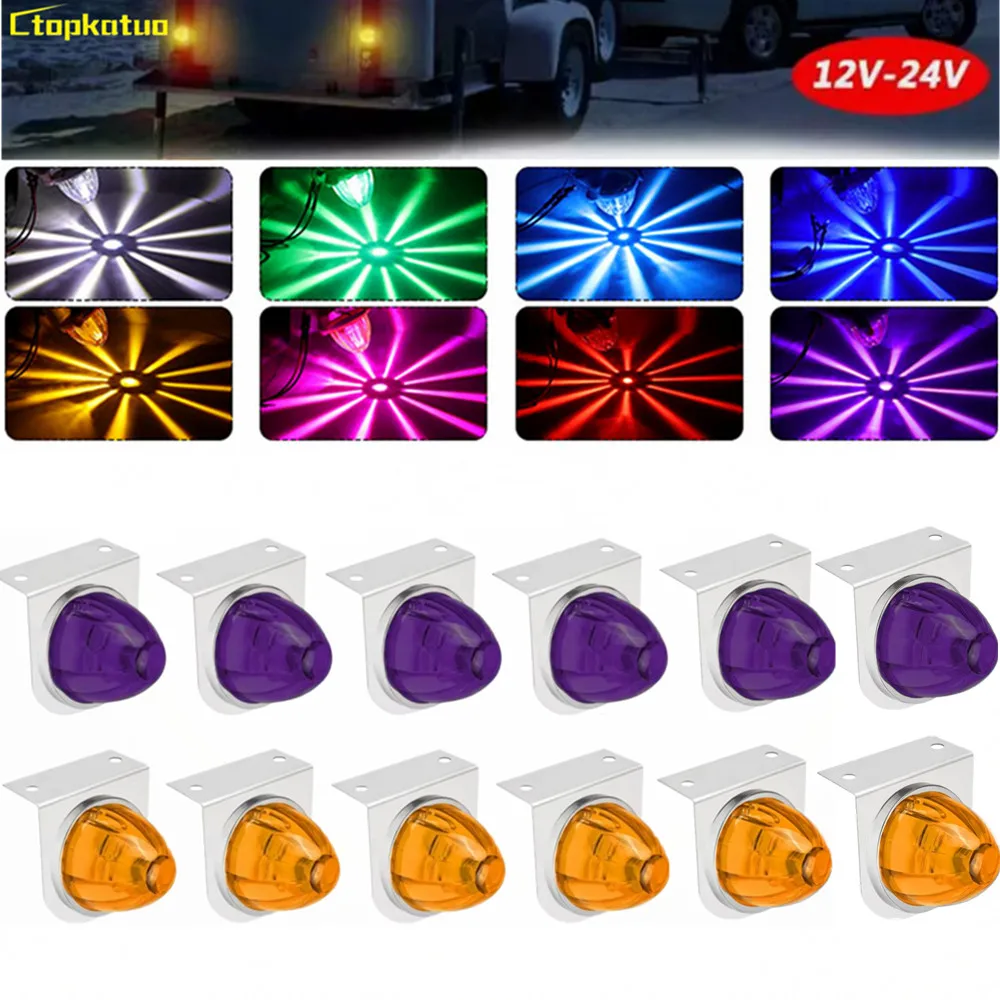 

6PCS Watermelon Lights Bulb for Car Trailer Side Marker Clearance Lamp With Bracket 12V 24V Watermelon Lights Truck Accessories
