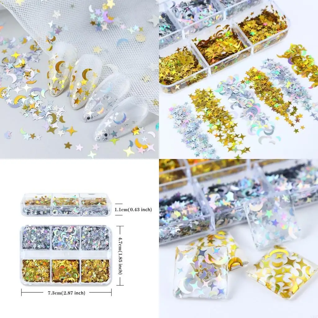 Tiny Moon Star Glitter Flakes For DIY Manicure Design Spring Accessories