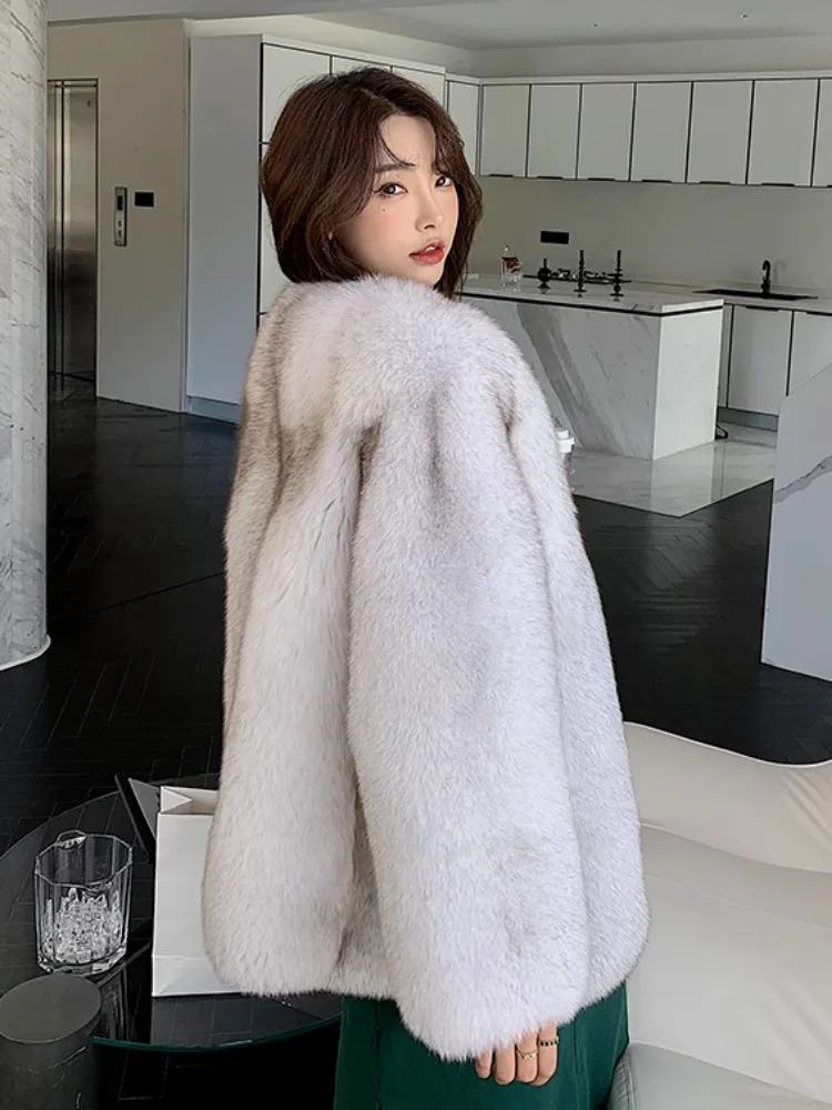 Winter Fur Coat Women Fluffy Faux Fur Jacket High-end Long Sleeve Warm Cardigan Women's Clothing Trends Thick Hot Fluffy Jacket