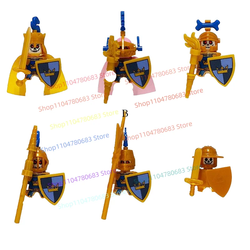Blocchi di costruzione 6 pezzi Scheletro Guerriero Squad Mini Figura Modello di assemblaggio Display Anime Accessori per cartoni animati Giocattolo da collezione Regalo