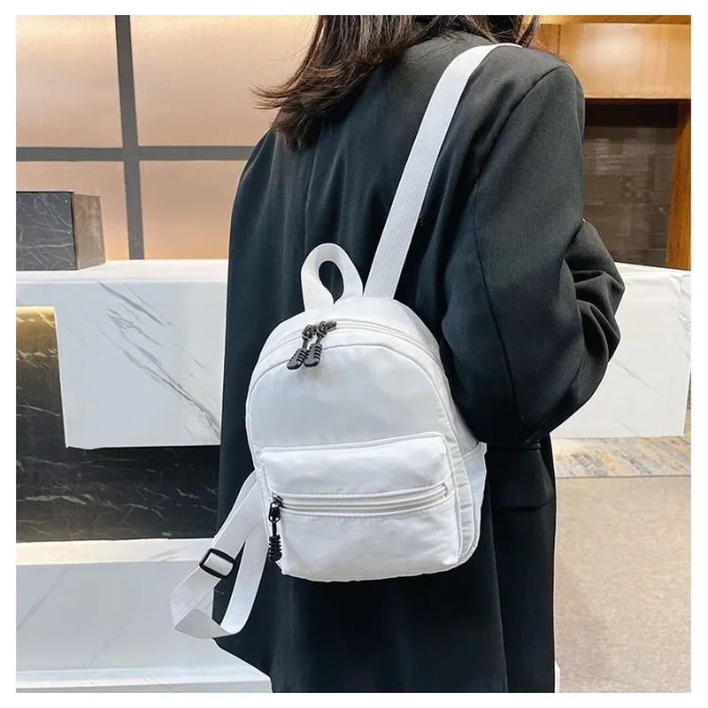 Fashion Solid Color Backpack Women Nylon Knapsack Preppy Style Mini Rucksacks bag for women