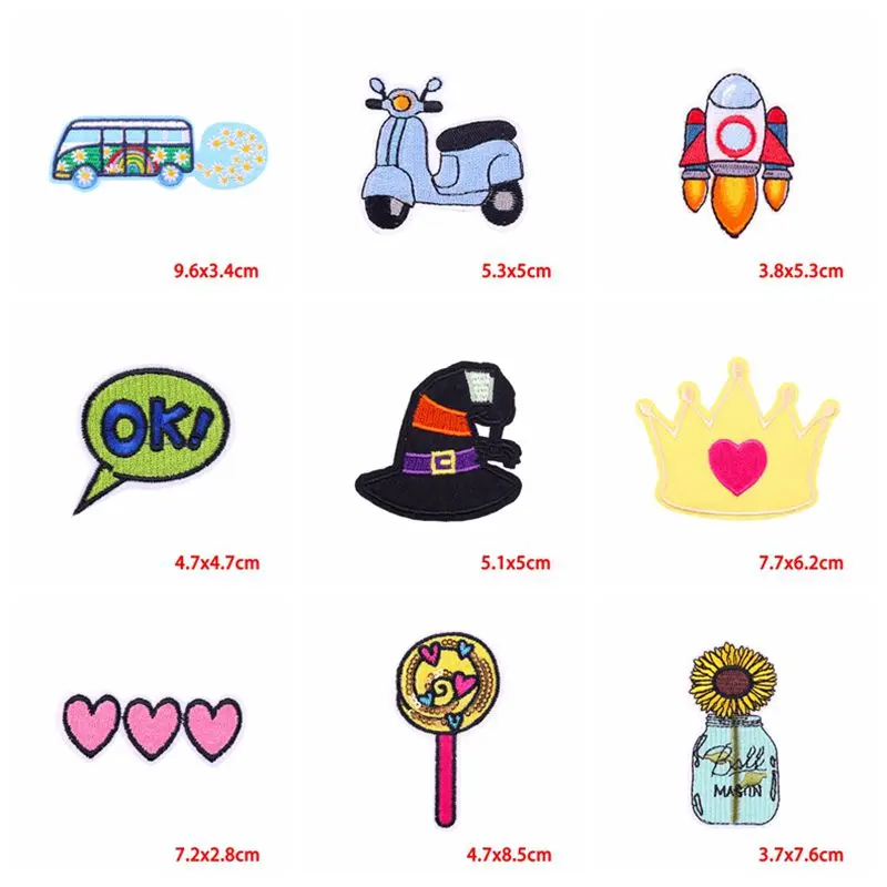 10PCS/Lots Animals/Bear Patch Cartoon Appliques Embroidered Patches For Clothing Stickers Cute Badges Fusible Patches On Clothes