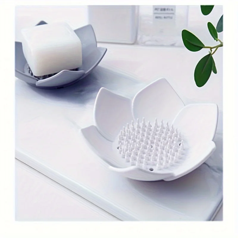1 stks Badkamer Zeepkist Lotus Ontwerp Zeephouder Siliconen Zeepkist Afvoer Box Badkamer Accessoires