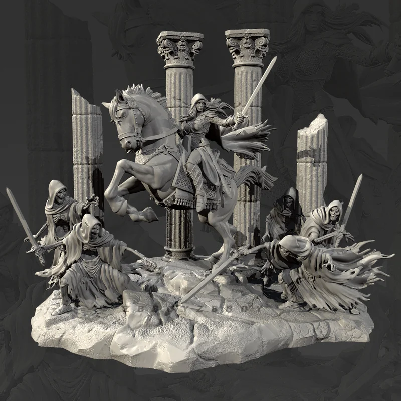 

38mm 50mm 75mm Fantasy Female Knight Resin Model Figure Gk Micro Miniature 3d Printed White Model Toy Unassembled And Unpainted