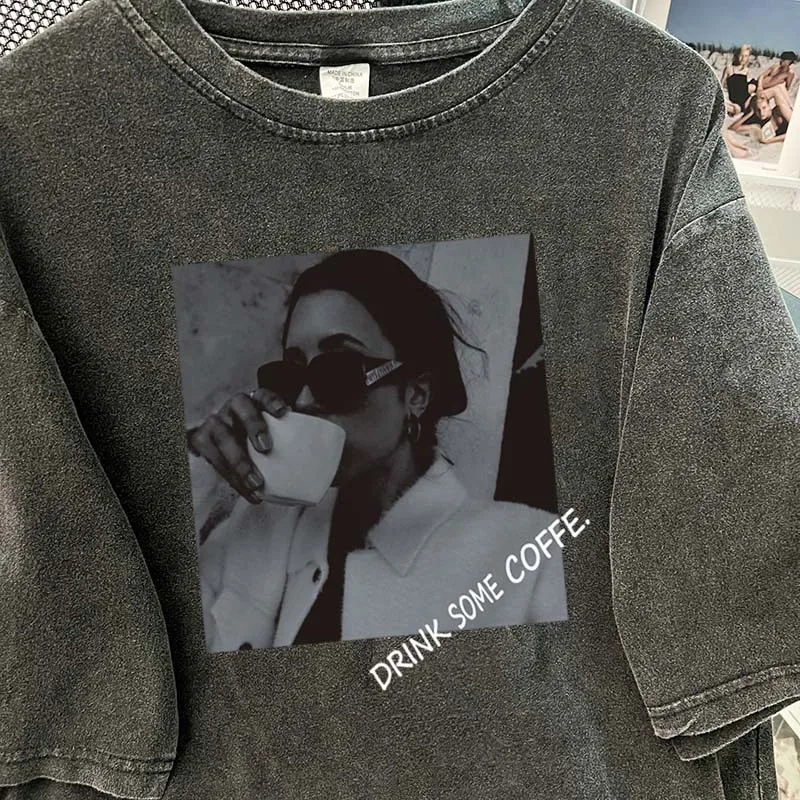 여성용 퓨어 코튼 반팔 티셔츠 소녀 여름 빈티지 티셔츠 캐주얼 다목적 중간 길이 탑 티셔츠