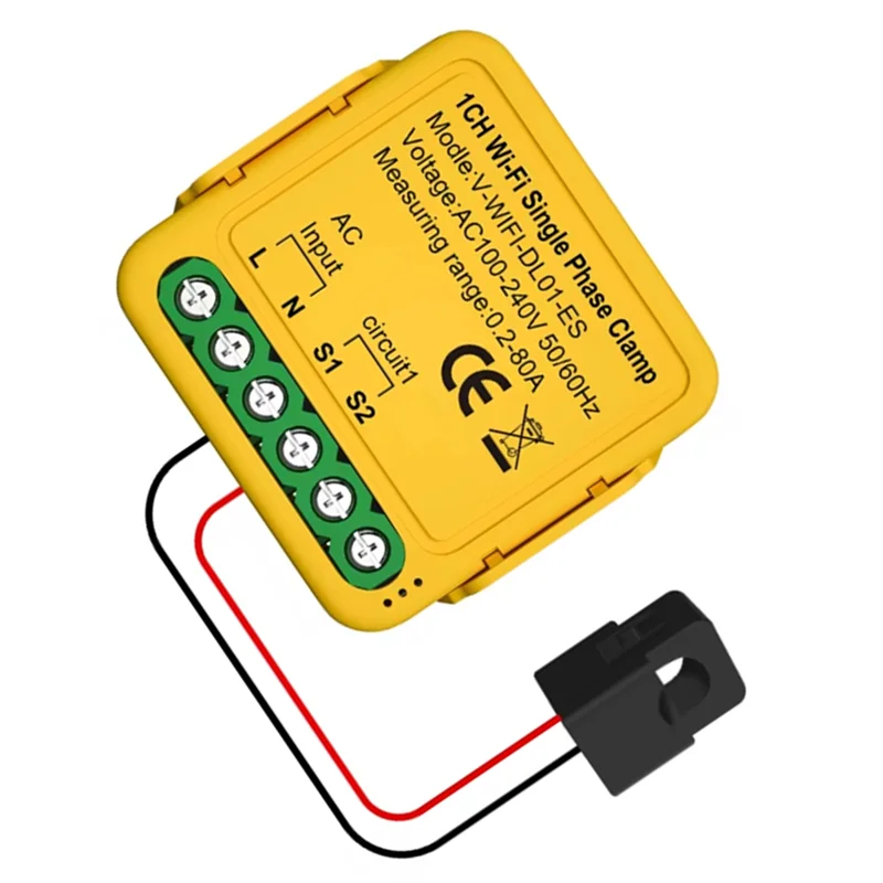 ABMF-Tuya Wifi スマートパワーメーター 80A エネルギーメーター電流変圧器センサークランプ付き KWH 電気照明モニター用