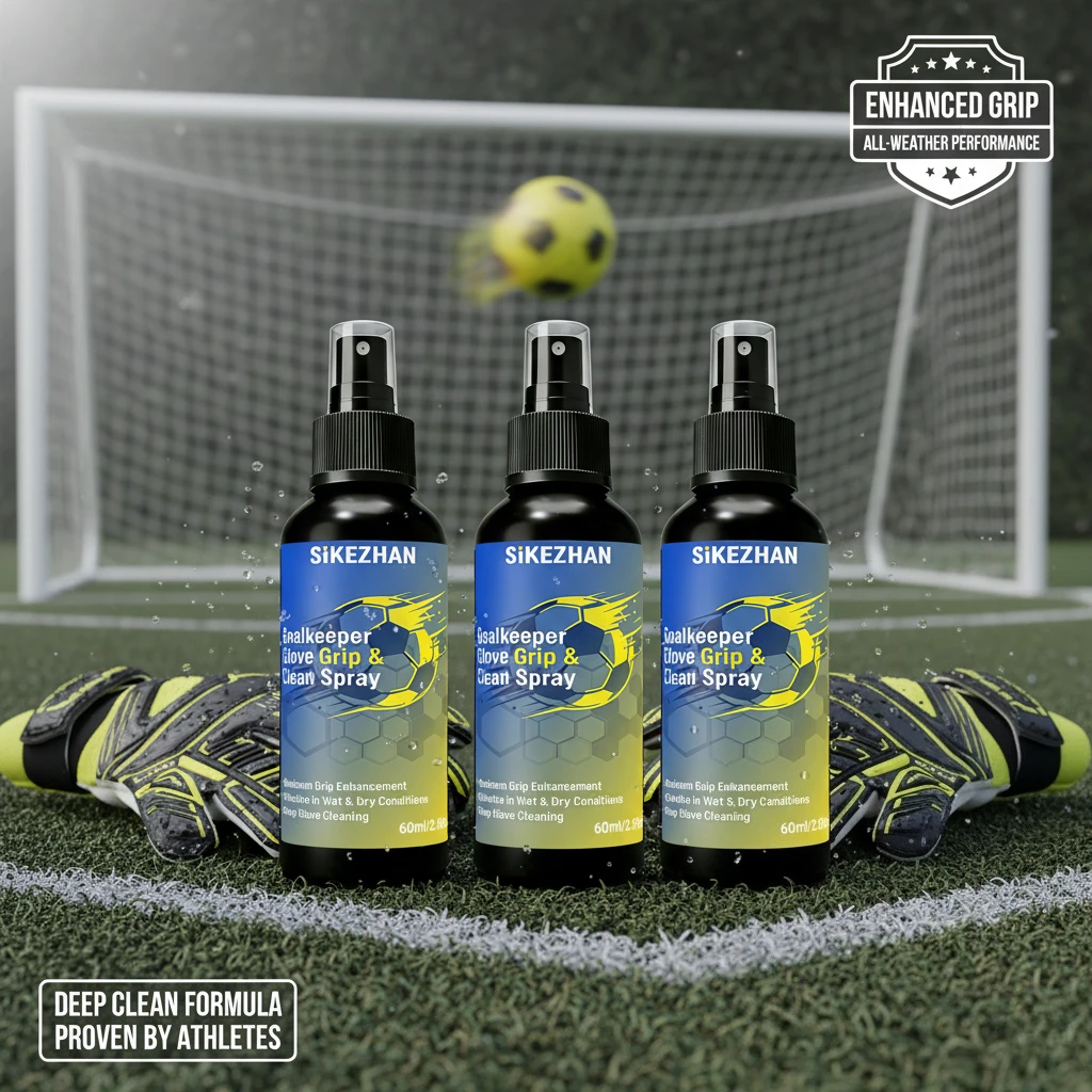 Paquete de 3 Sprays de Agarre para Guantes de Portero SIKEZHAN, Pegamento para Guantes de Portero de Fútbol, Adhesivo Antideslizante y Limpiador para Juego en Seco o Mojado, 60 ml
