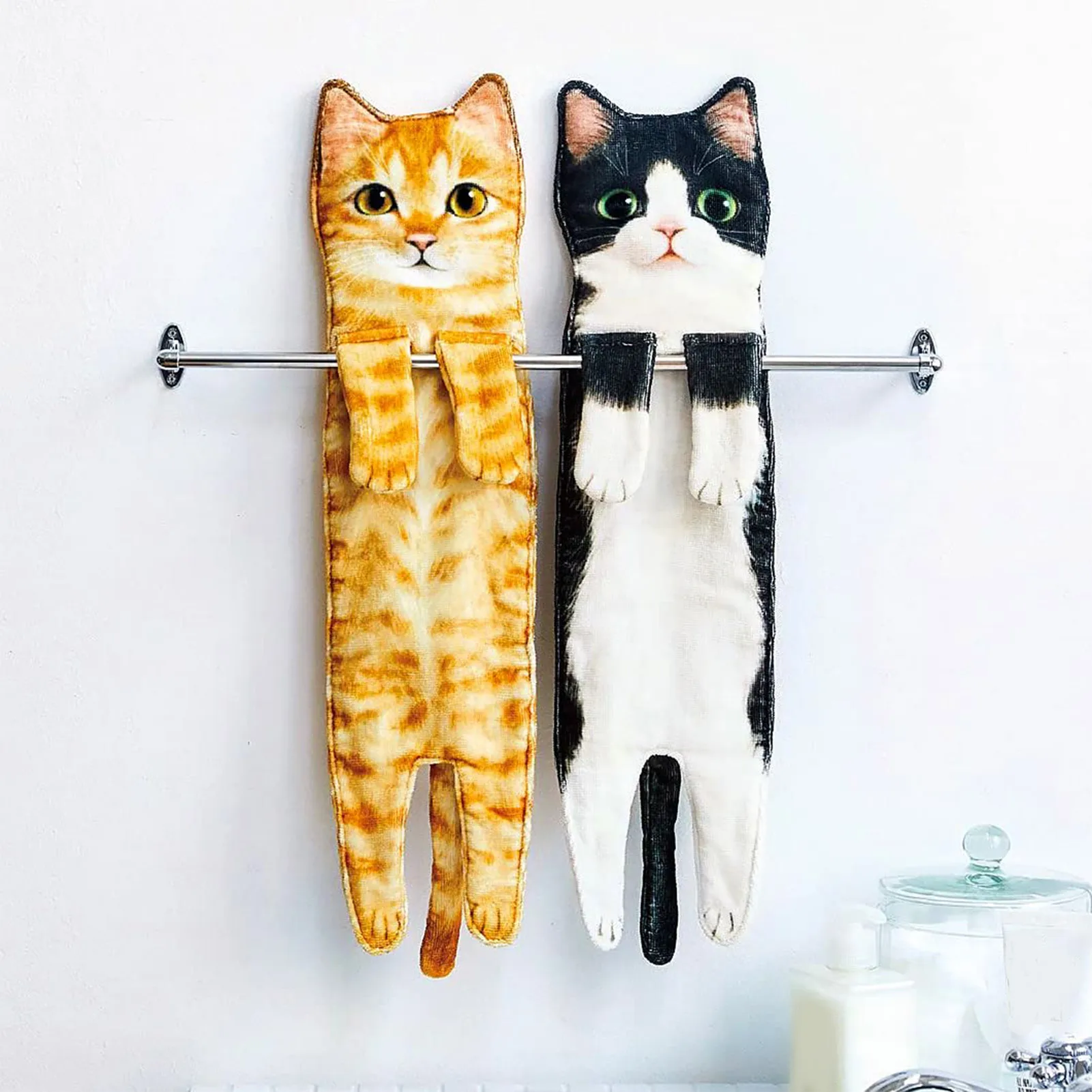 Hot Sale Funny Cat Hand Towels Kitchen Bathroom Hand Towel Ball Quick Dry Soft Absorbent Microfiber Creative Towels