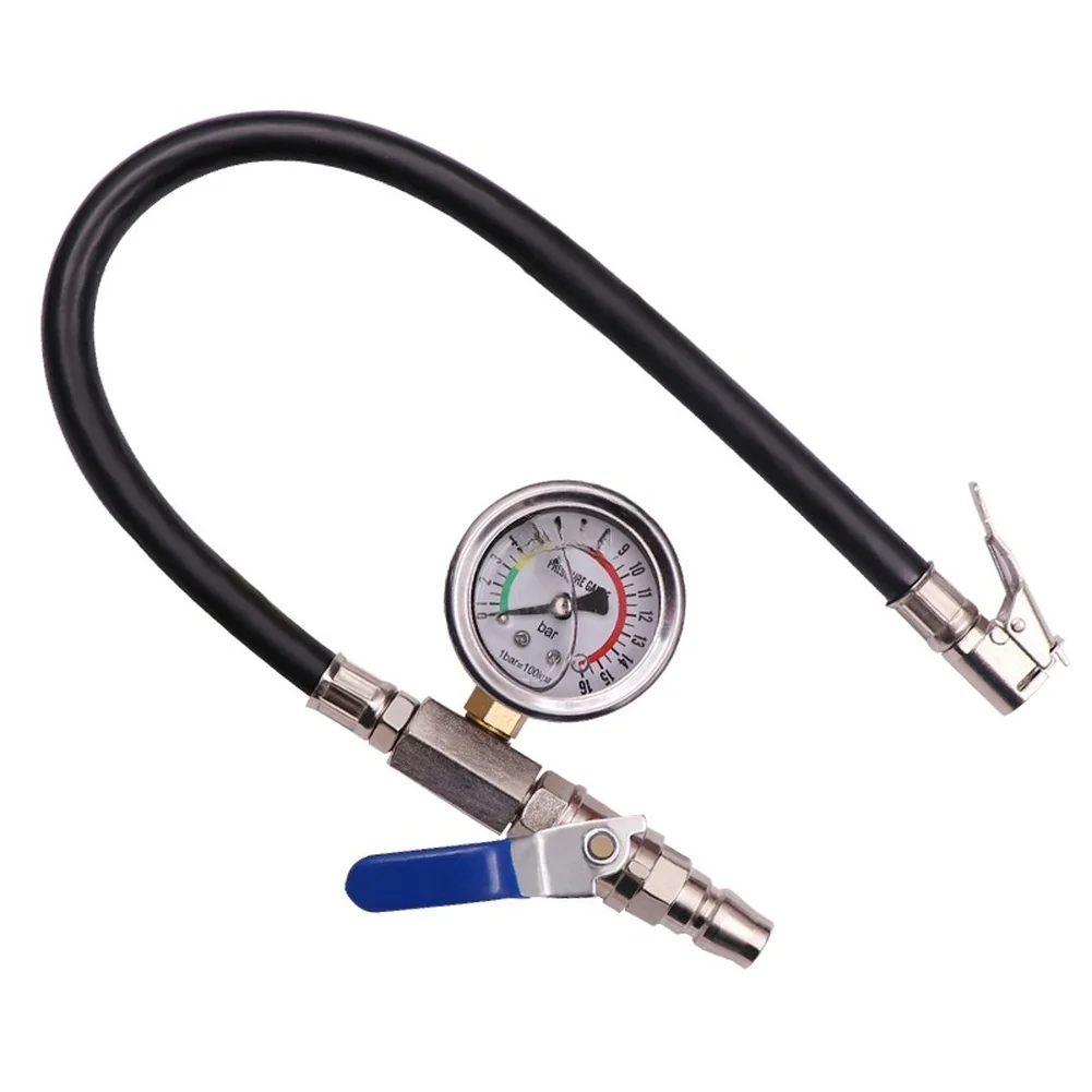

High Precision Hose Tire Pressure Gauge With Quick Connect Nozzle For Car SUV Multifunctional Inflator Pump Tools