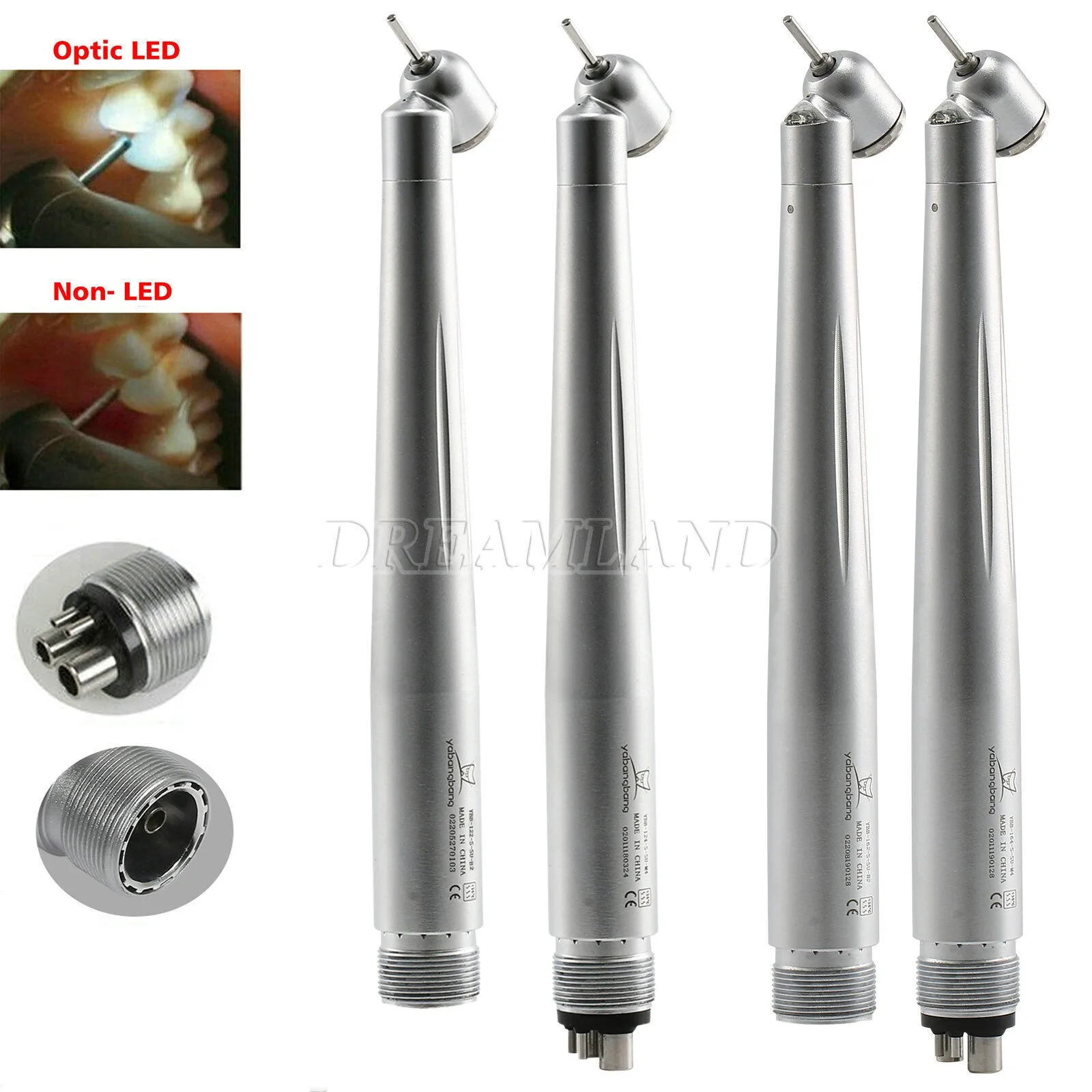 

Dental 45° Degree (Fiber Optic LED Light) Surgical High Speed Handpiece Standard Head Turbine 2/4 Hole Fit Kavo NSK