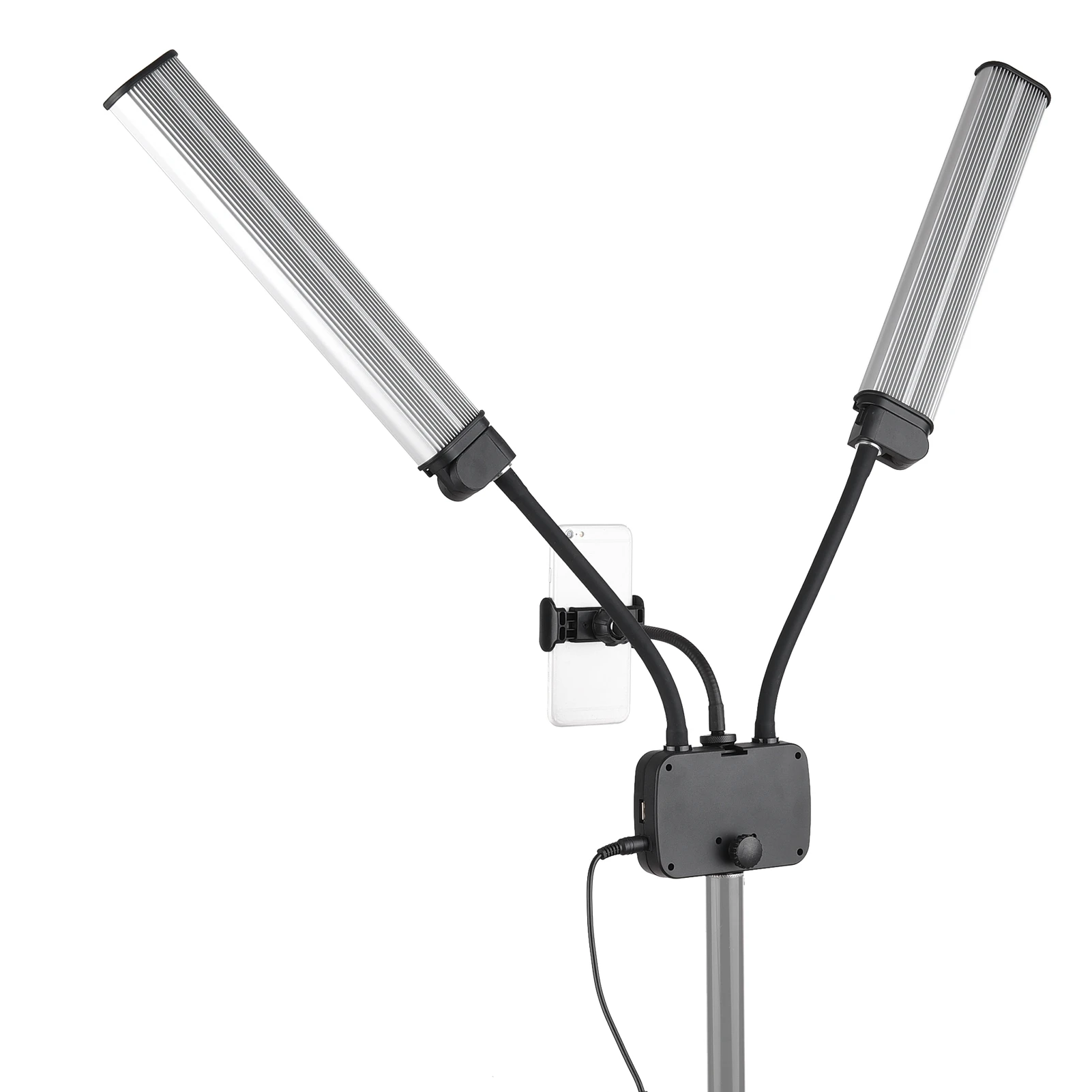 22in Double Arm Fill Light Dual Color Temperature LED Beauty Video Beauty Light with Phone Holder for Live Streaming Photography