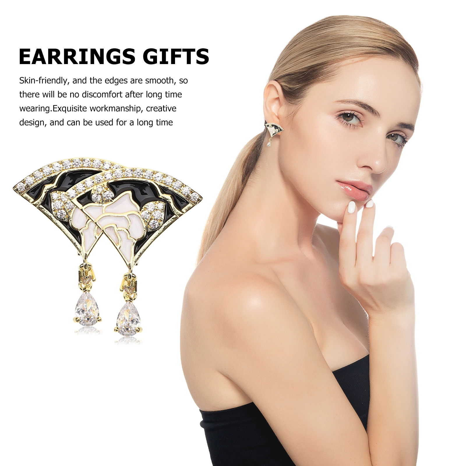 

Fan Shaped Alloy Earrings for Women Teen Girls Pearl Dainty Jewelry Modern Studs Vintage Fashion Ear Accessories