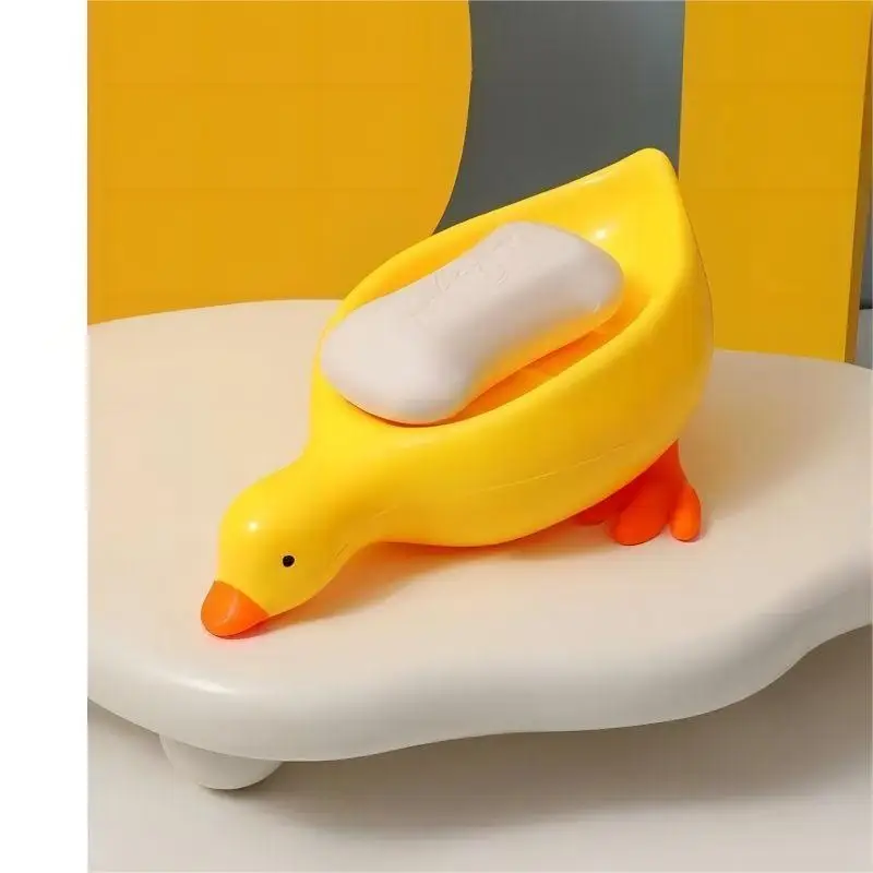 Soap Tray Self-draining Soap Rack Cute Duck-shaped Creative Rack for Shower Bathroom Kitchen Tub Sink Tray Bracket Bathroom