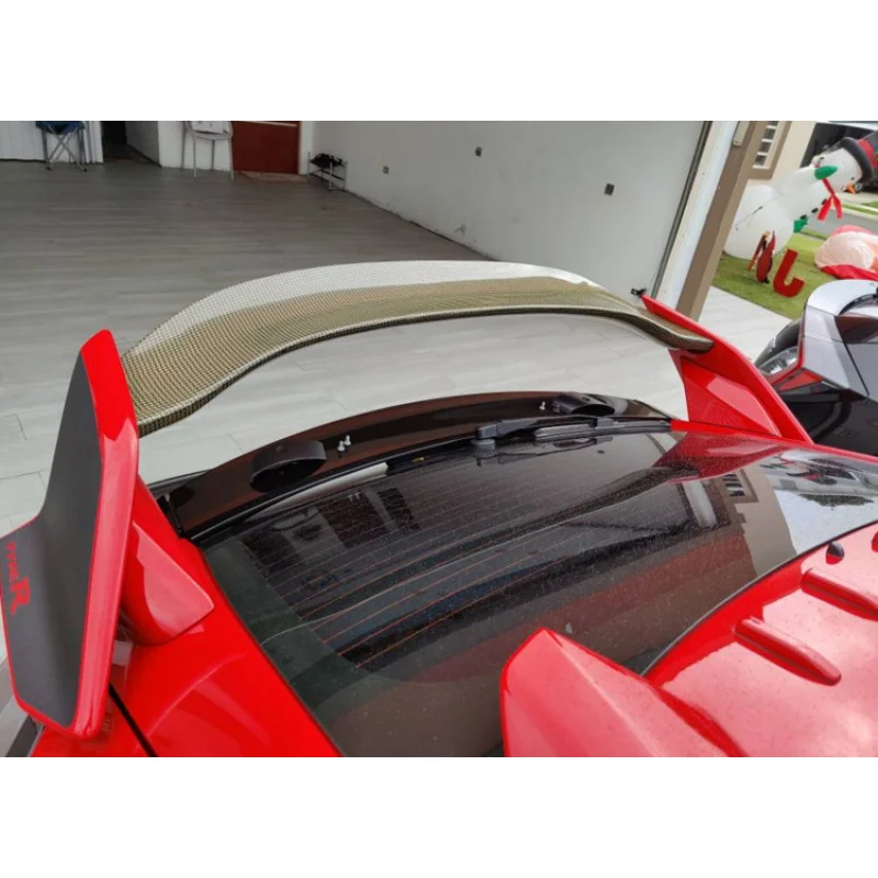 SAAR متوافق مع Honda FK8 Civic Type R ألياف الكربون المعدلة على طراز Varis جناح الذيل لوحة مركزية سبويلر خلفي جناح ثابت #3