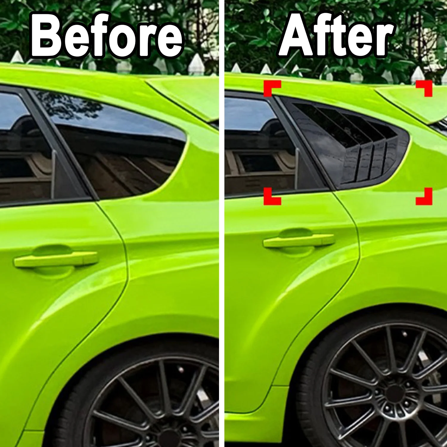 For Subaru Impreza Hatchback 2008-2014 Rear Window Louvers Cover 2Pcs ABS Plastic Decorative Grille Trim view 3