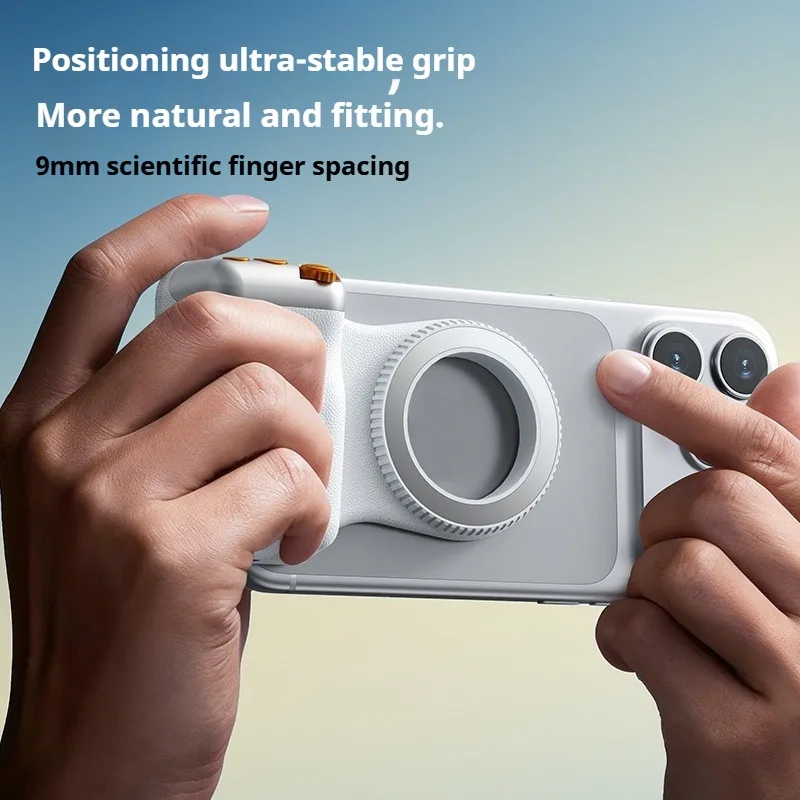 Câmera assistente magnética para celular estilo DSLR adequada para iPhone e Android, alça ergonômica confortável, leve