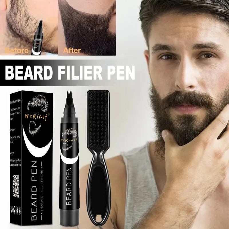 Beard Pen Filler Set Barber Styling Pencil Beard Enhancer Brush Waterproof Black Hair Pencil Cosmetic Styling Repair Tools