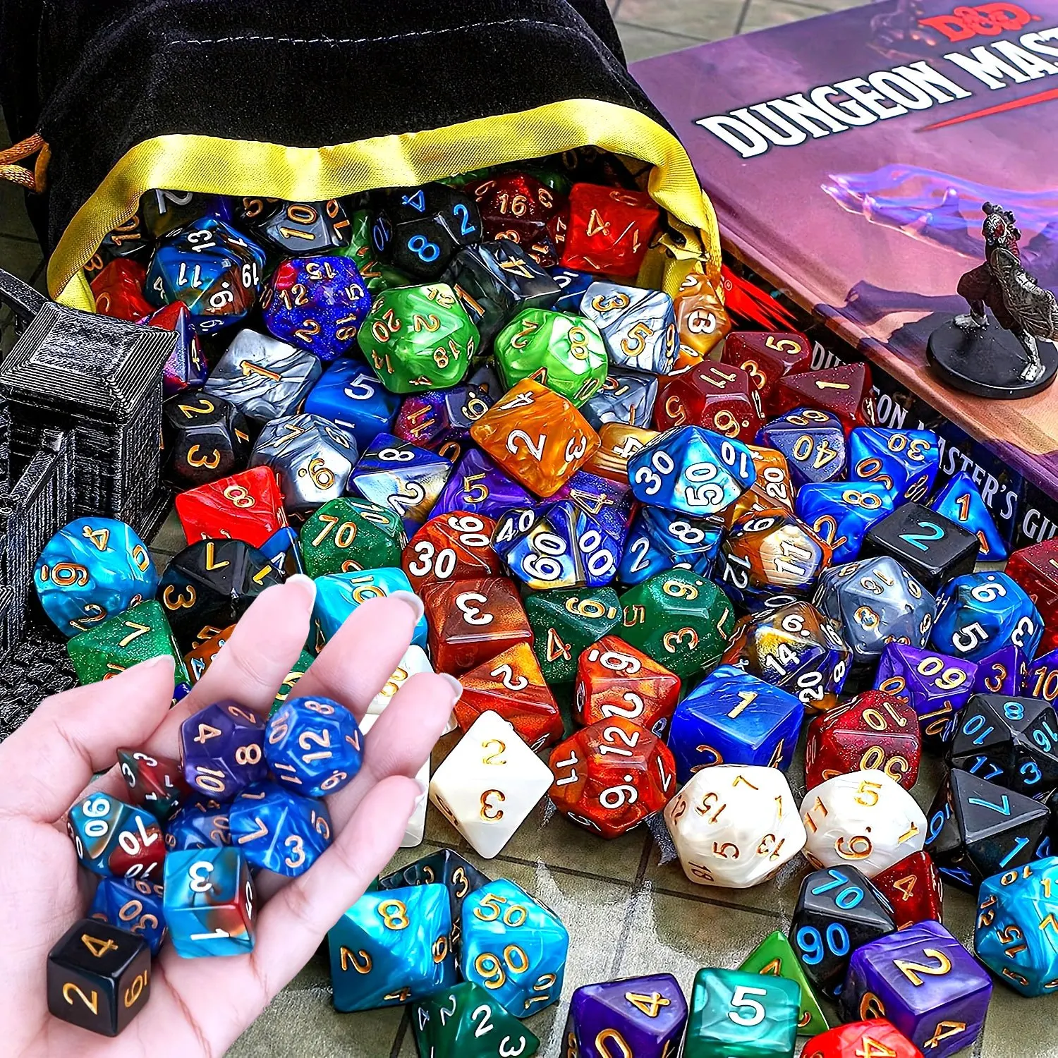 

42Pcs Polyhedral DND Dice Set with Black Drawstring Pouch - Color-Coded RPG Dice for Dungeons & Dragons, Tabletop Game ZSY