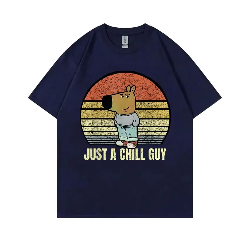 Vintage I'm Just A Chill Guy Funny Meme T Shirts Men Women Fashion Crewneck Oversized T-shirts Men's Pure Cotton Short Sleeve