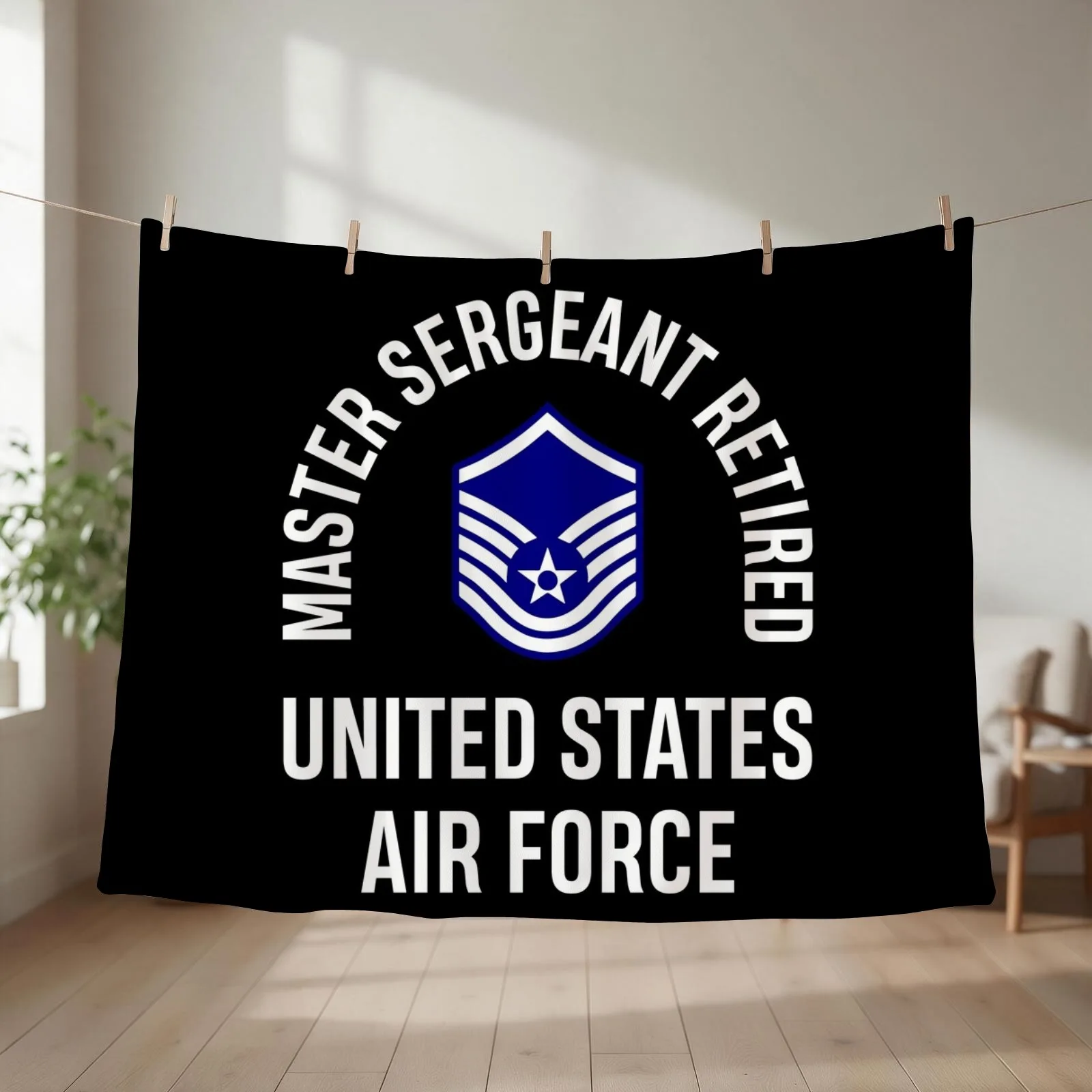 Master Sergeant Retired United Sates Air Force Retirement Throw Blanket couch cozy soft plush fuzzy picnic outdoor blanket